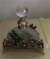 Vintage Perfume Bottle with Hummingbird