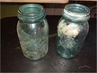 2 Blue Ball Canning Jars marked #13