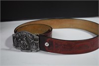Vtg. Tooled Leather Belt & Vtg. Limited Edition