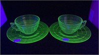 Matching set of antique uranium glass cup and