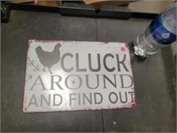 Cluck Around Find Out Tin Sign