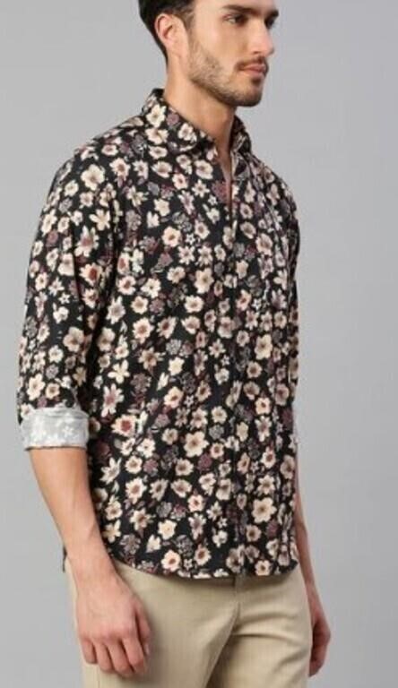 *GUESS Men's Slim-Fit Floral Print Shirt, XL*