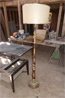 Vintage Wood Base Floor Lamp 5Ft Tall