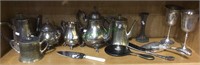 Shelf lot, silver plate, pictures, creamers,