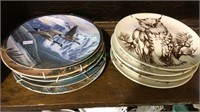 Decorative plates, lot of nine, with wall