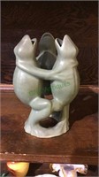 Vintage dancing frog ceramic figurine,