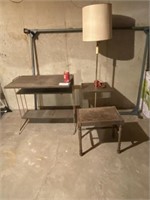 LAMP TABLE, SMALL STOOL, BED FRAME, ETC