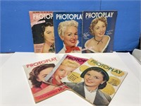 6 Early 1950s Photoplay Magazines including