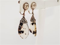 Sterling Silver Earrings with Authentic Dendrite