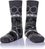 Men's Fleece Lined Cozy Slipper Socks (Size: 9-12)