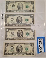(4) 2003 $2 Star Note Bills **