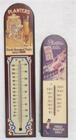 2 wooden Planters thermometers