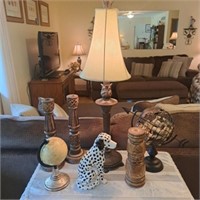 Lamp, Dalmation, Candle Sticks, Globes