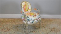 French painted and upholstered fauteuil