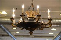 French Empire style two tone bronze chandelier