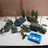 Large Scale Plastic Army men and Trucks