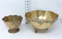 Brass Bowl & Footed Compote Bowl w/Decorative