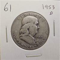 1953 D Franklin Half Dollars
