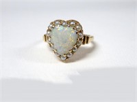 14k gold ring with heart shaped opal &