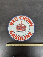 Red crown gasoline metal sign