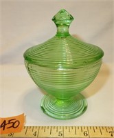 Vtg INDIANA Glass Old English Green Candy Dish