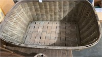 Extra large wicker basket with woven bottom