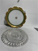 LIMOGE FRANCE PLATE, CLEAR FOOTED PLATE