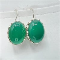 $300 Silver Green Onyx Earrings