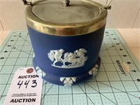 Wedgwood Jasperware Dark Blue Biscuit Barrel