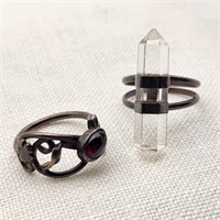 Silver Rings Quartz & Tourmaline