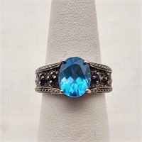 Silver Ring w/ Topaz & Sapphires