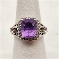Silver Amethyst & Spinel Ring