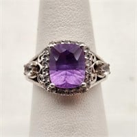 Silver Amethyst & Spinel Ring