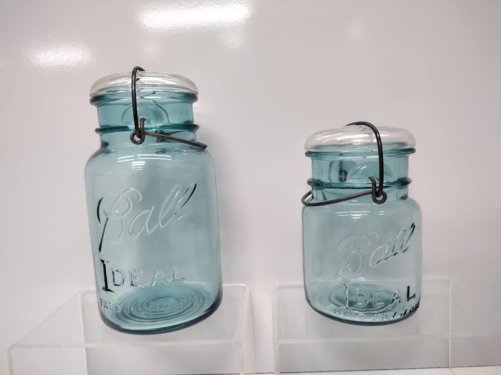 Vintage Ball Ideal Blue Glass Mason Jars