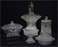 5 pcs. Vintage Glassware Candy Dishes & Basket