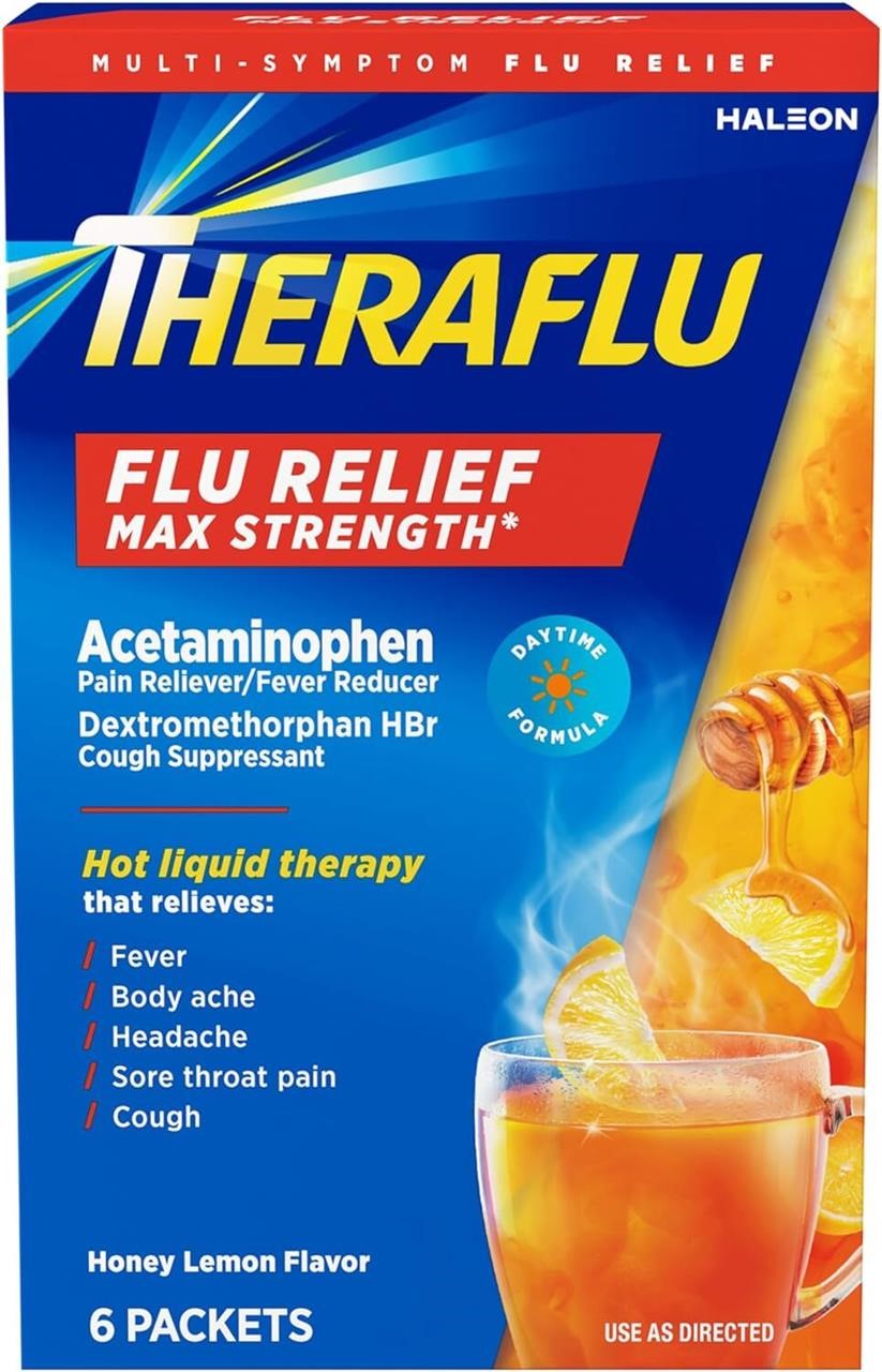 Theraflu Max Strength Daytime Flu Medicine, 6ct