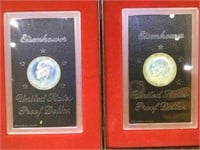 Pair of 1972 Silver Eisenhower Dollars in cases