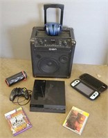 2 blue tooth speakers, Nintendo switch, PS4, etc.