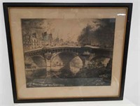 Vintage French bridge engraving