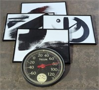 (AF) Taylor Thermometer & Four Framed Modern Art