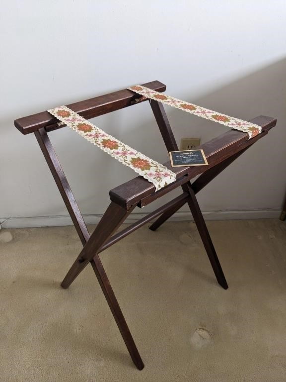 Vintage Folding Wooden Luggage Rack Stand 2
