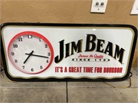 JIM BEAM LIGHTED WALL CLOCK 26" X 13"
