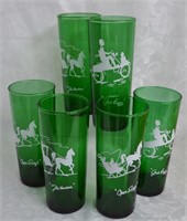6 pc Vtg Anchor Hocking Forest Green Tumblers