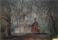 Julia Dana - Watercolor of Cabin in Trees
