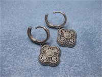 14kt Gold & Sterling Silver Earrings Hallmarked