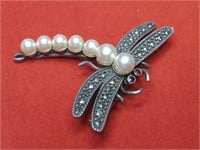 Sterling Silver Dragonfly Pin Hallmarked