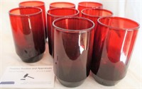 8 ruby red juice glasses for one money