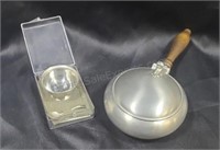 Woodbury pewter salt cellar with spoon and