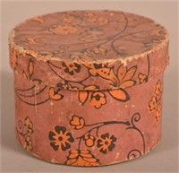 Early 19th C. Wallpaper Covered Trinket Box.