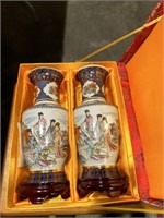 2-ORIENTAL VASES AND CASE